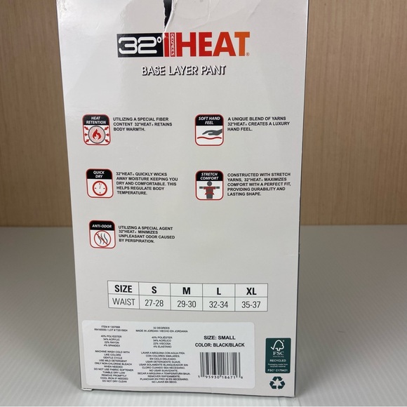 32 Degrees Heat Base Layer Pants Women’s Small Black 2-Pack Thermal NEW - Picture 2 of 5